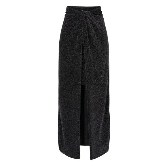 All Saints Dresses & Skirts - AllSaints Sami Metallic Hi Low Midi Skirt Black Twist Waist Holidays Party 0
